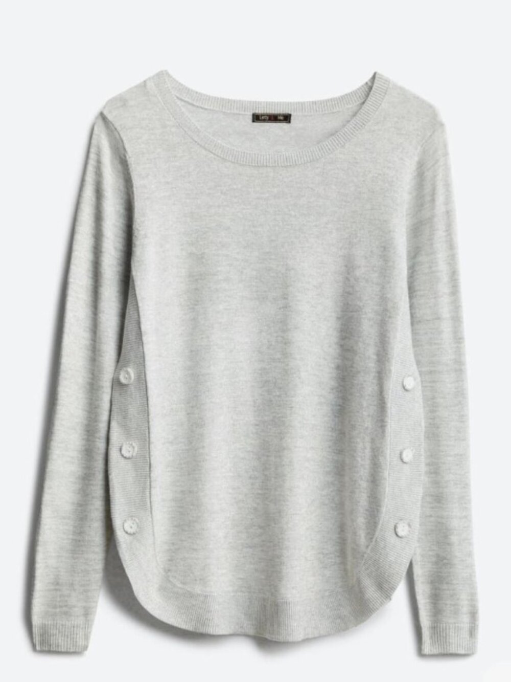 Light Gray Women's Button-Detail Sweater Top